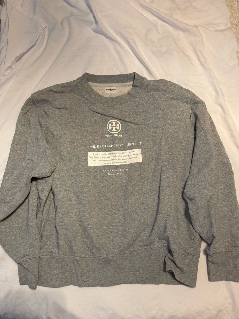 Tory Sport Gray Crewneck Sweatshirt with White Logo
